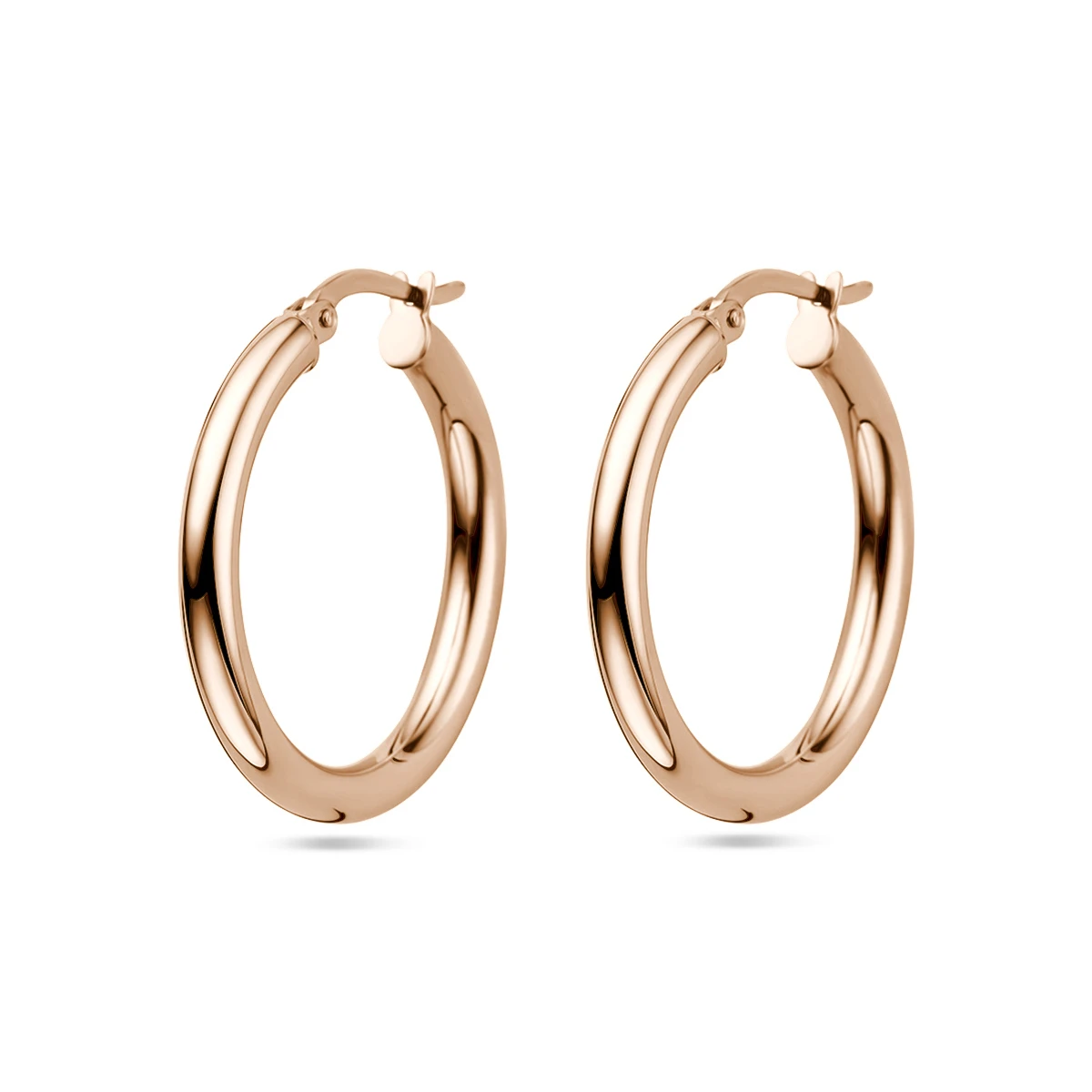 oorringen ronde buis 26 mm 14K roségoud