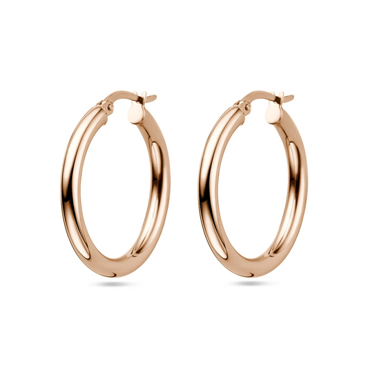 oorringen ronde buis 26 mm 14K roségoud