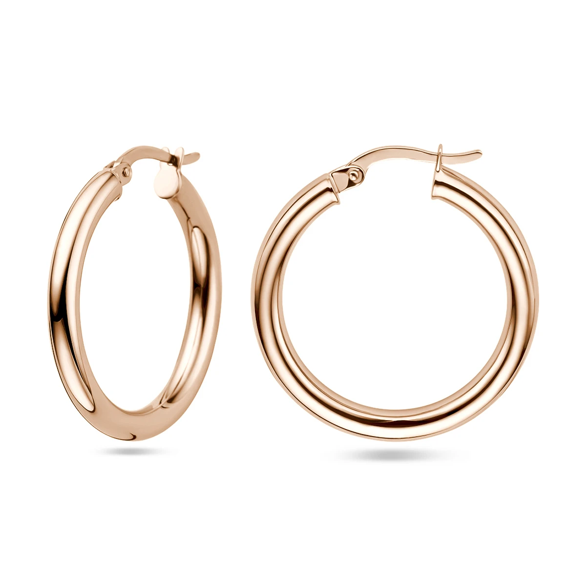 oorringen ronde buis 26 mm 14K roségoud