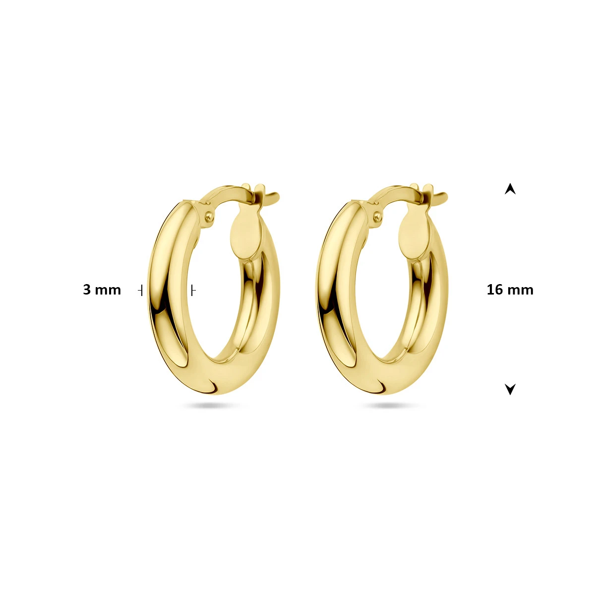 oorringen ronde buis 3 mm silgold (geel met zilverkern)