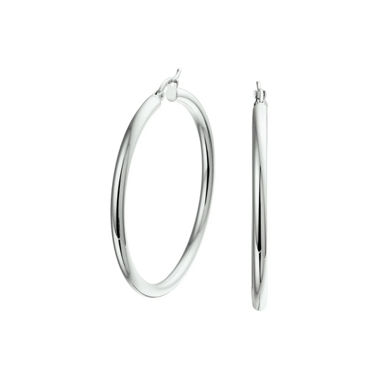 oorringen ronde buis 3,0 mm 14K witgoud