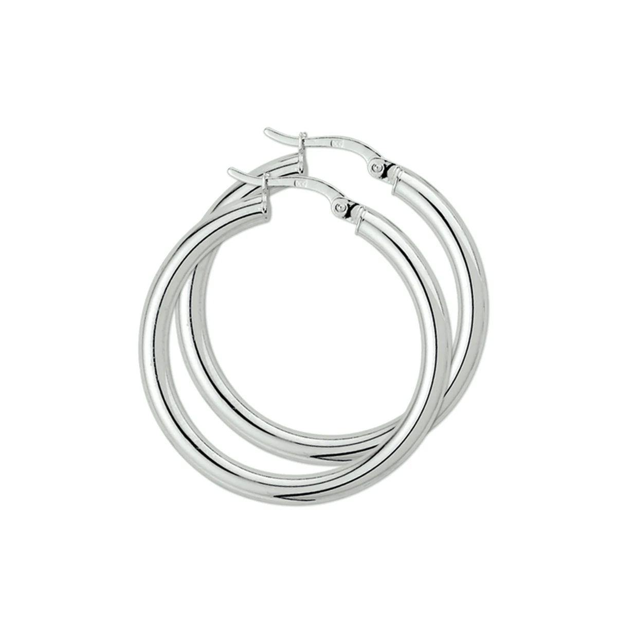 oorringen ronde buis 3,0 mm 14K witgoud