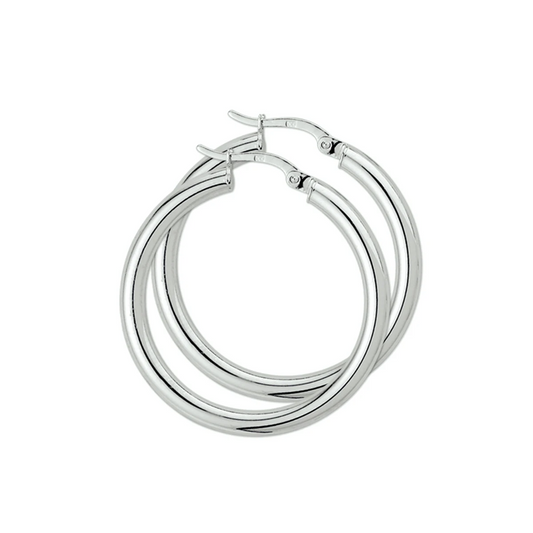 oorringen ronde buis 3,0 mm 14K witgoud