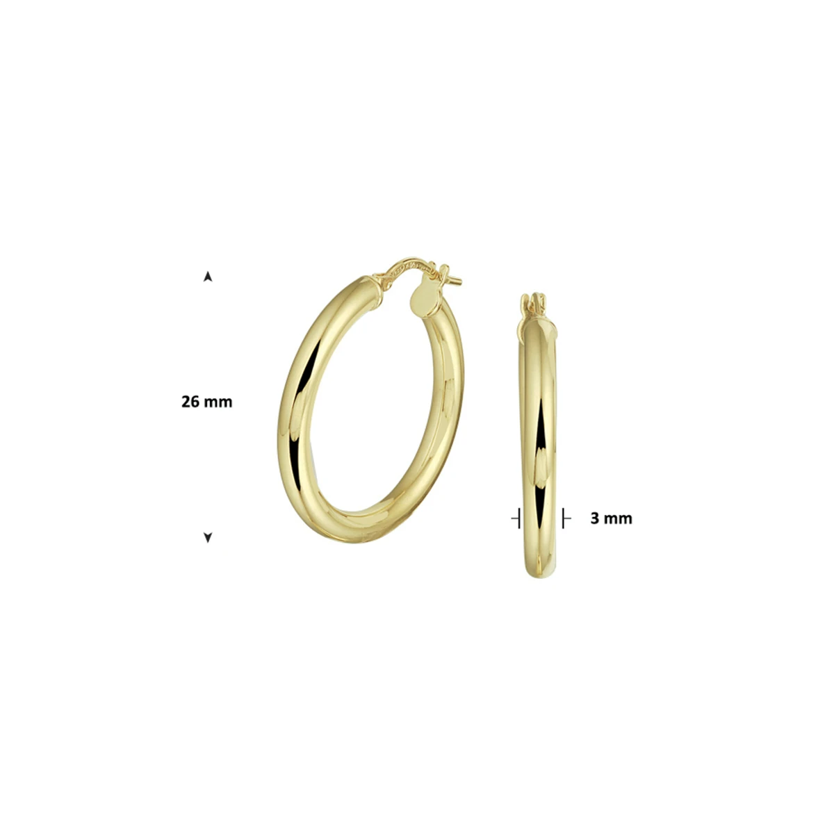 oorringen ronde buis silgold (geel met zilverkern)