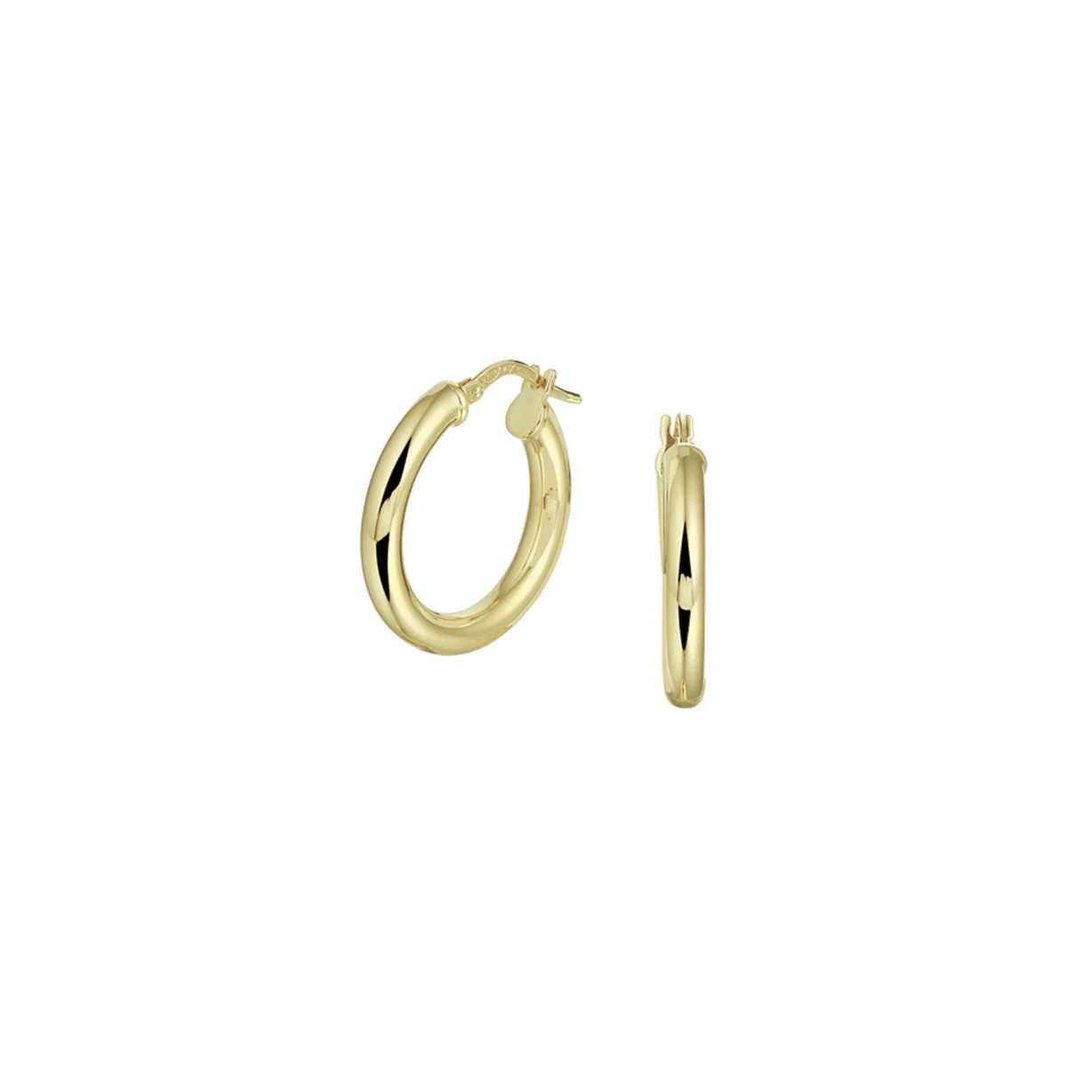 oorringen ronde buis silgold (geel met zilverkern)