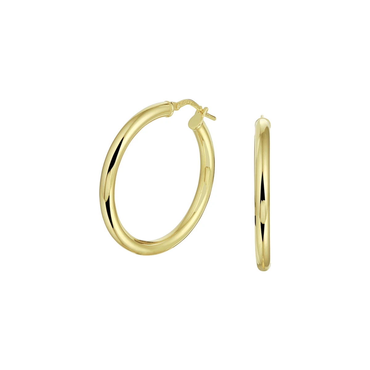oorringen ronde buis silgold (geel met zilverkern)