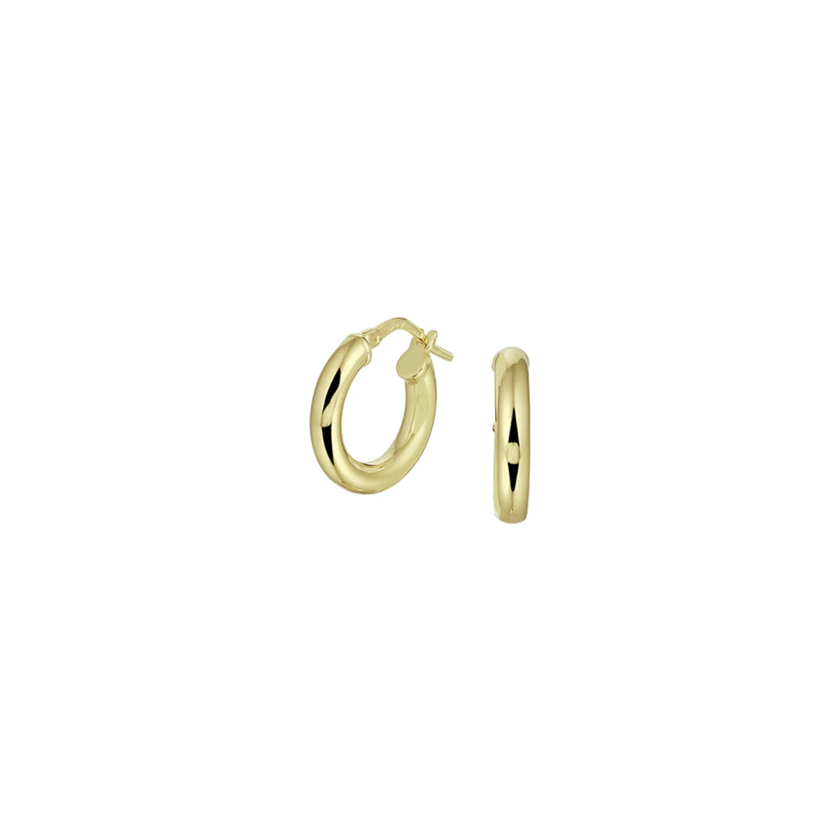 oorringen ronde buis silgold (geel met zilverkern)