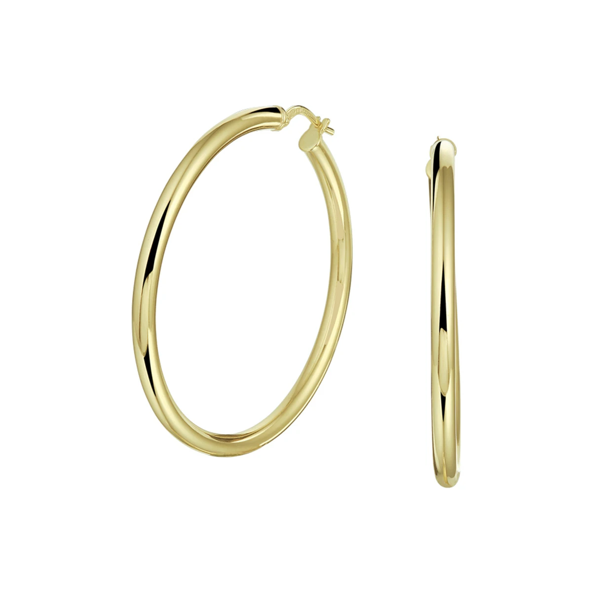 oorringen ronde buis silgold (geel met zilverkern)