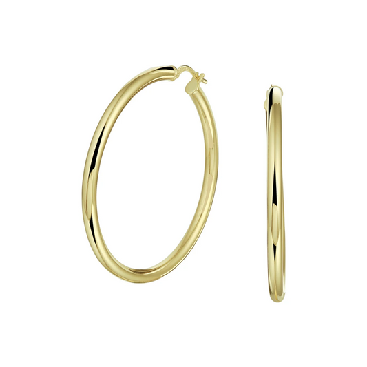 oorringen ronde buis silgold (geel met zilverkern)