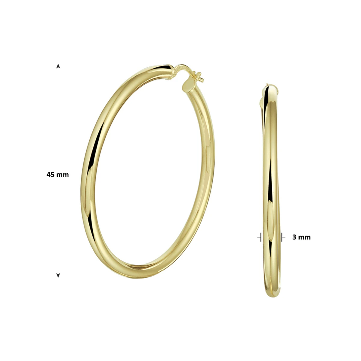 oorringen ronde buis silgold (geel met zilverkern)