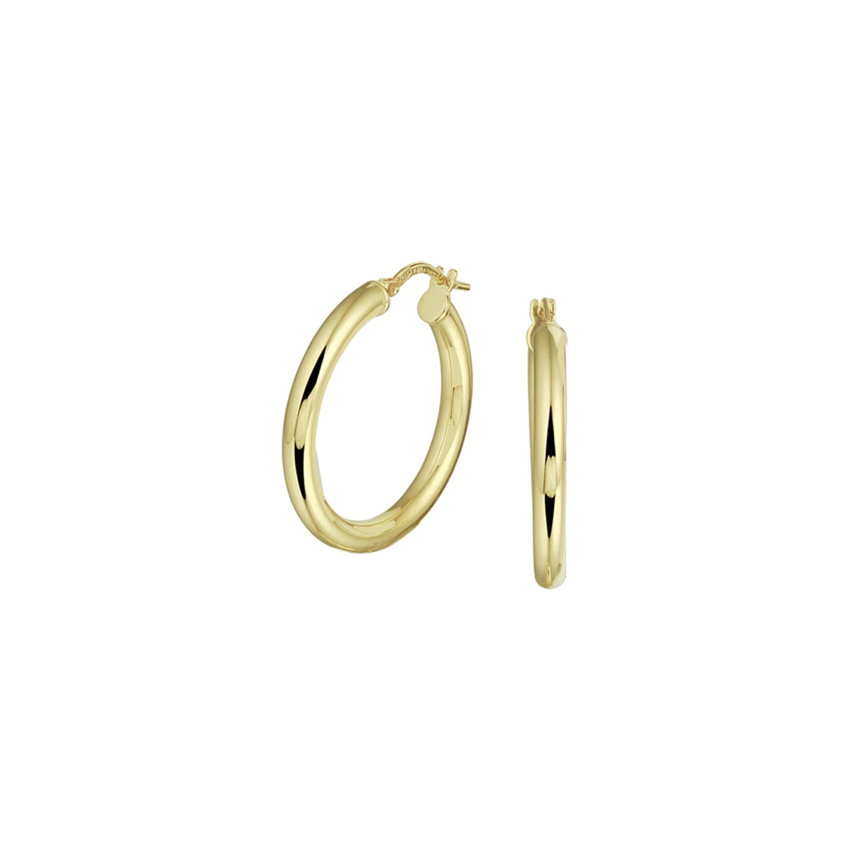 oorringen ronde buis silgold (geel met zilverkern)
