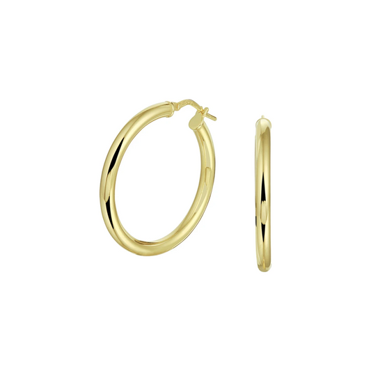 oorringen ronde buis silgold (geel met zilverkern)