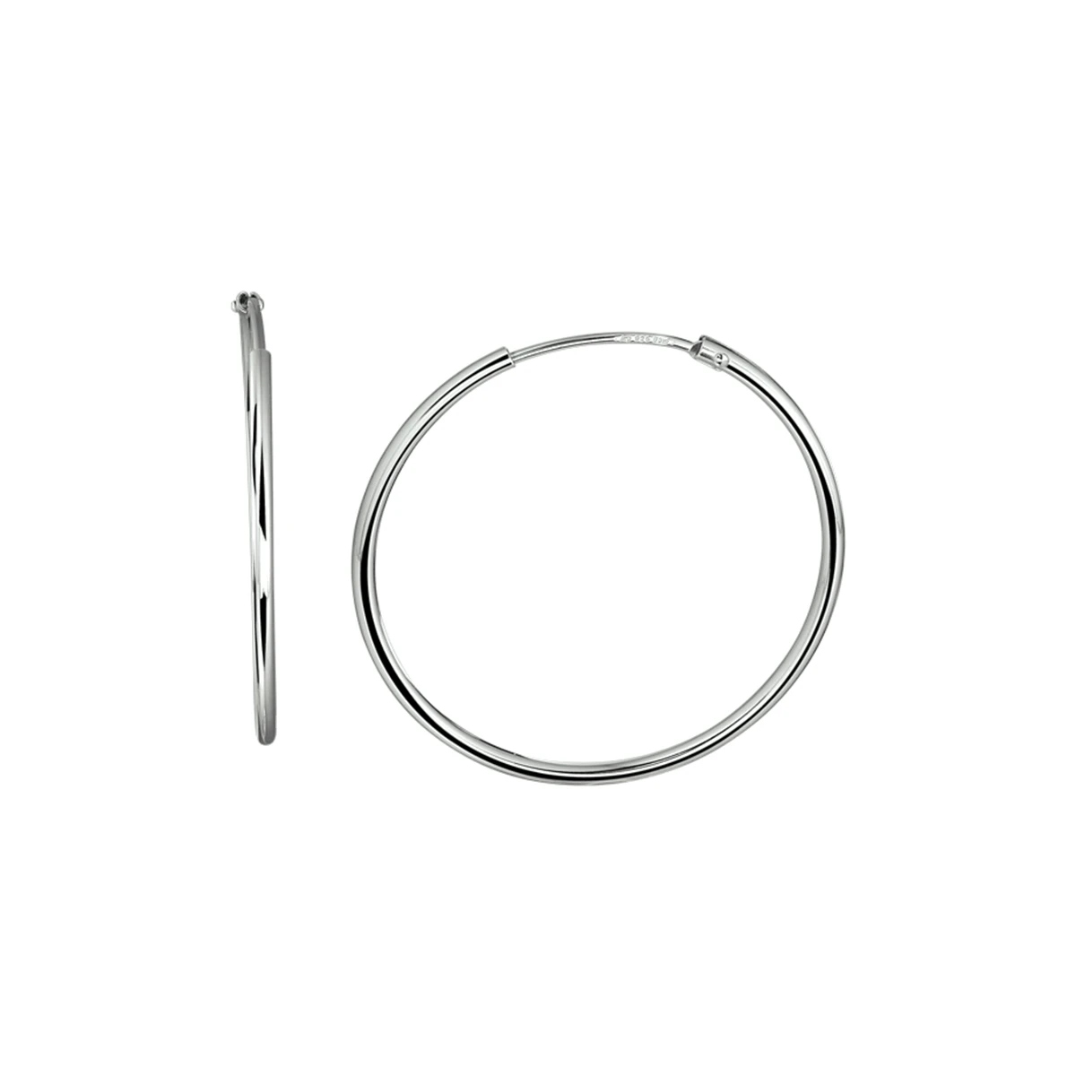 oorringen ronde buis zilver gerhodineerd