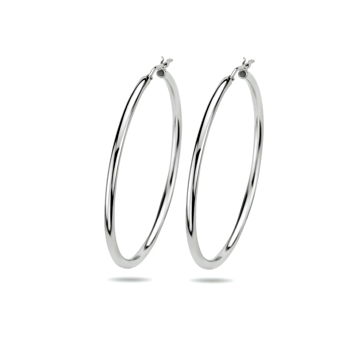oorringen ronde buis zilver gerhodineerd