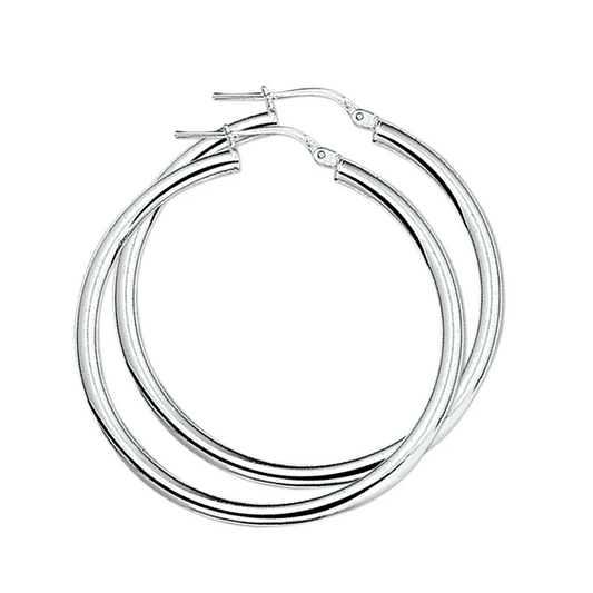 oorringen ronde buis zilver gerhodineerd