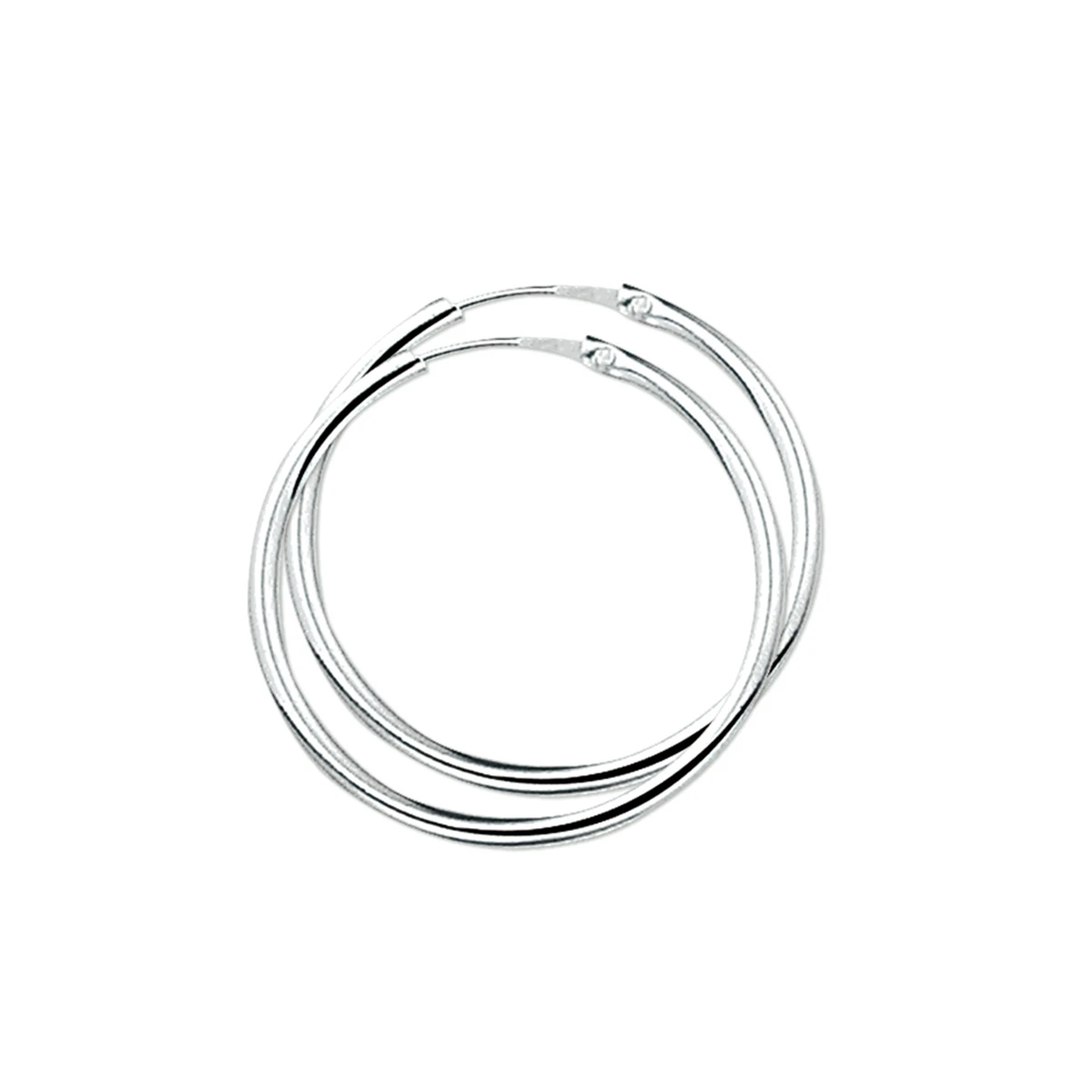 oorringen ronde buis zilver gerhodineerd