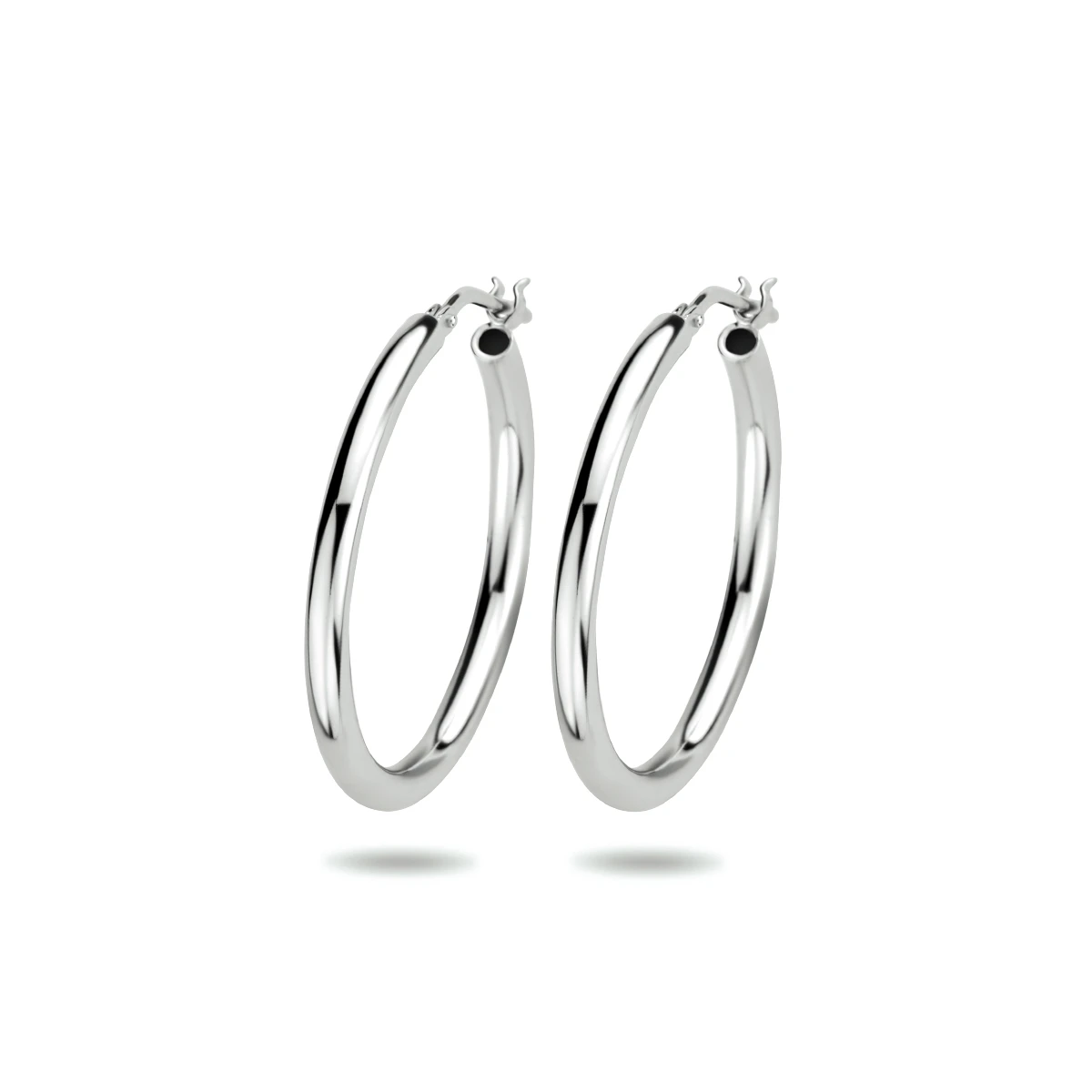oorringen ronde buis zilver wit