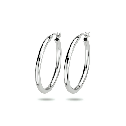 oorringen ronde buis zilver wit