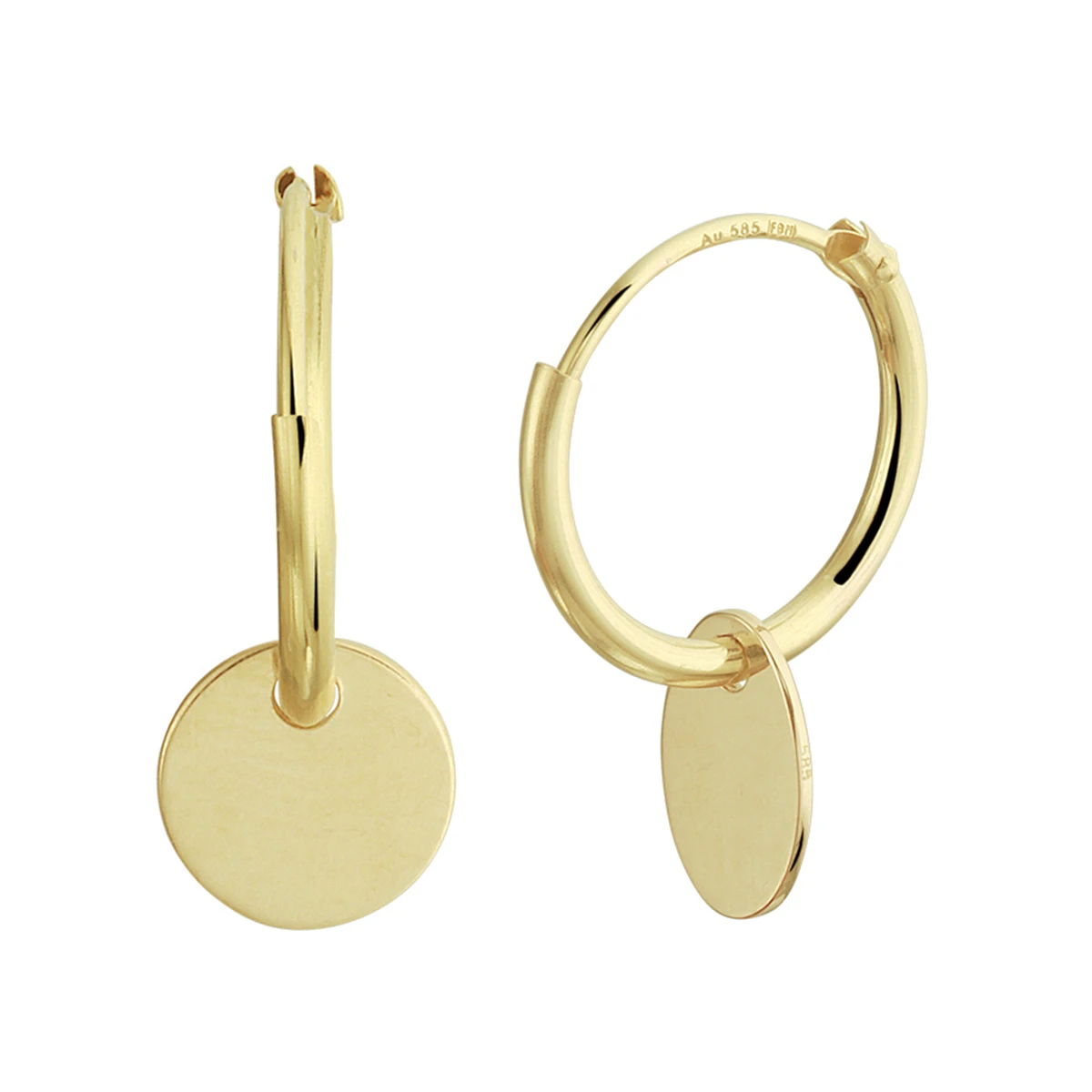 klapoorringen rondje 14K geelgoud