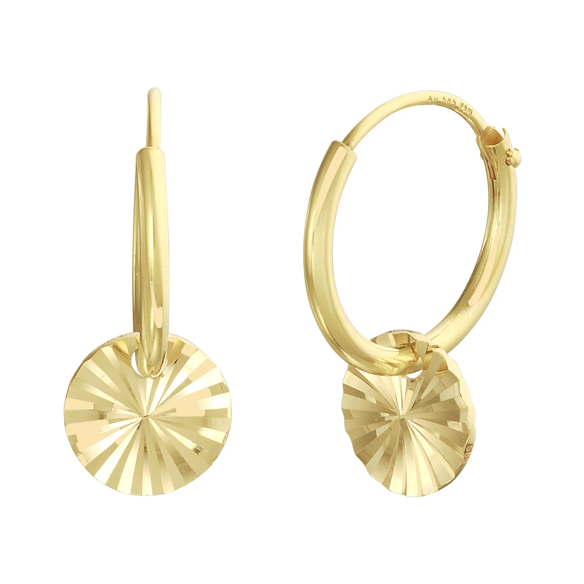 klapoorringen rondje gediamanteerd 14K geelgoud