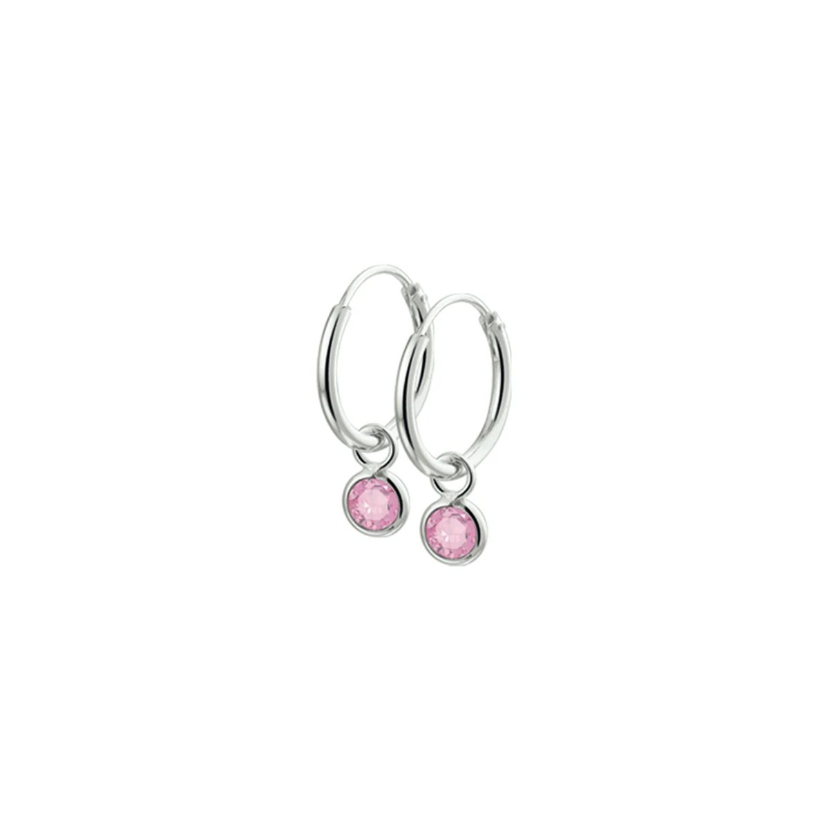 oorringen roze zirkonia zilver wit