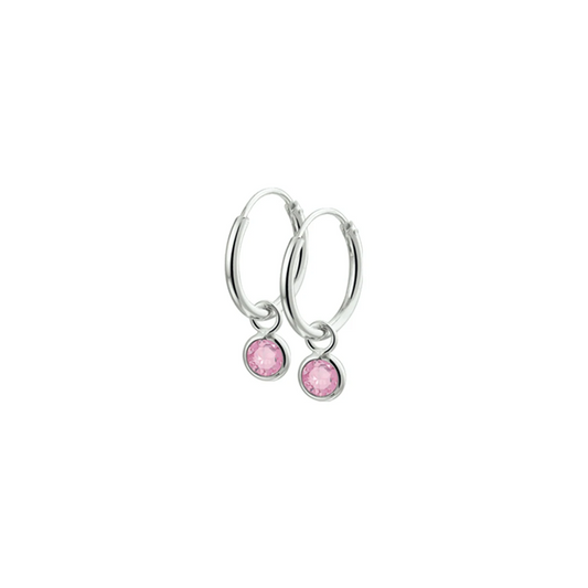 oorringen roze zirkonia zilver wit