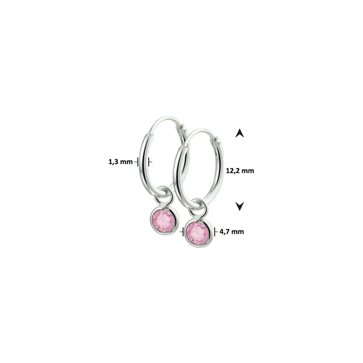 oorringen roze zirkonia zilver wit