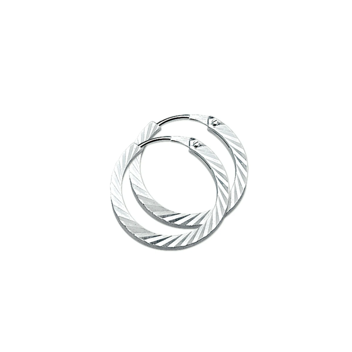 oorringen vierkante buis 2,0 mm gediamanteerd zilver gerhodineerd