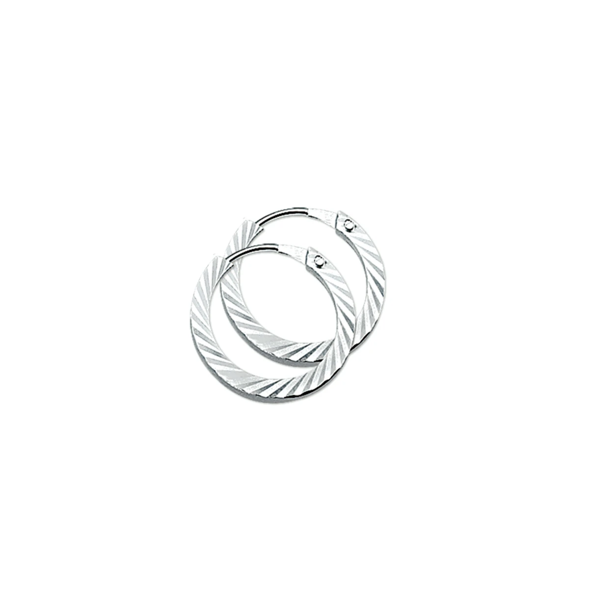 oorringen vierkante buis 2,0 mm gediamanteerd zilver gerhodineerd