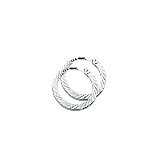 oorringen vierkante buis 2,0 mm gediamanteerd zilver gerhodineerd