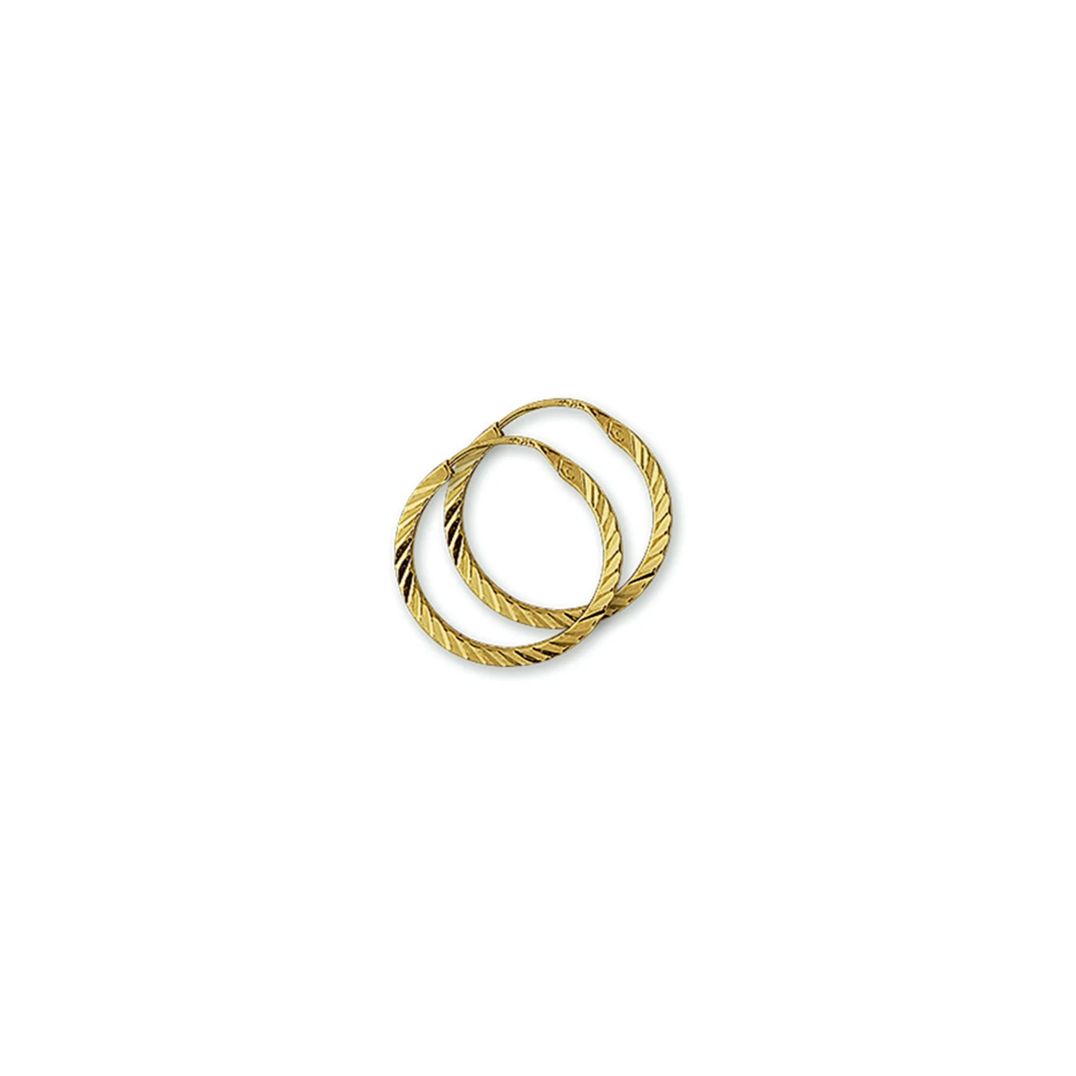 oorringen vierkante buis gediamanteerd 1,3 mm 14K geelgoud