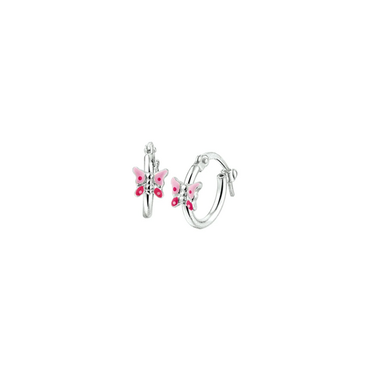 oorringen vlinder zilver wit