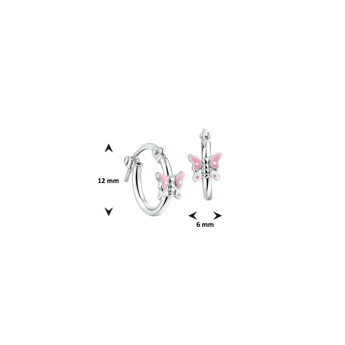 oorringen vlinder zilver wit