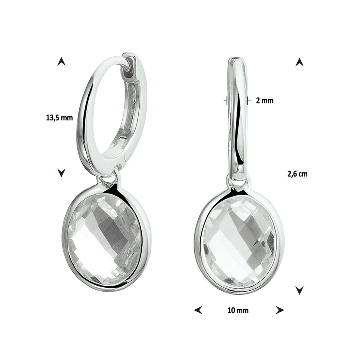 oorringen wit topaas zilver gerhodineerd