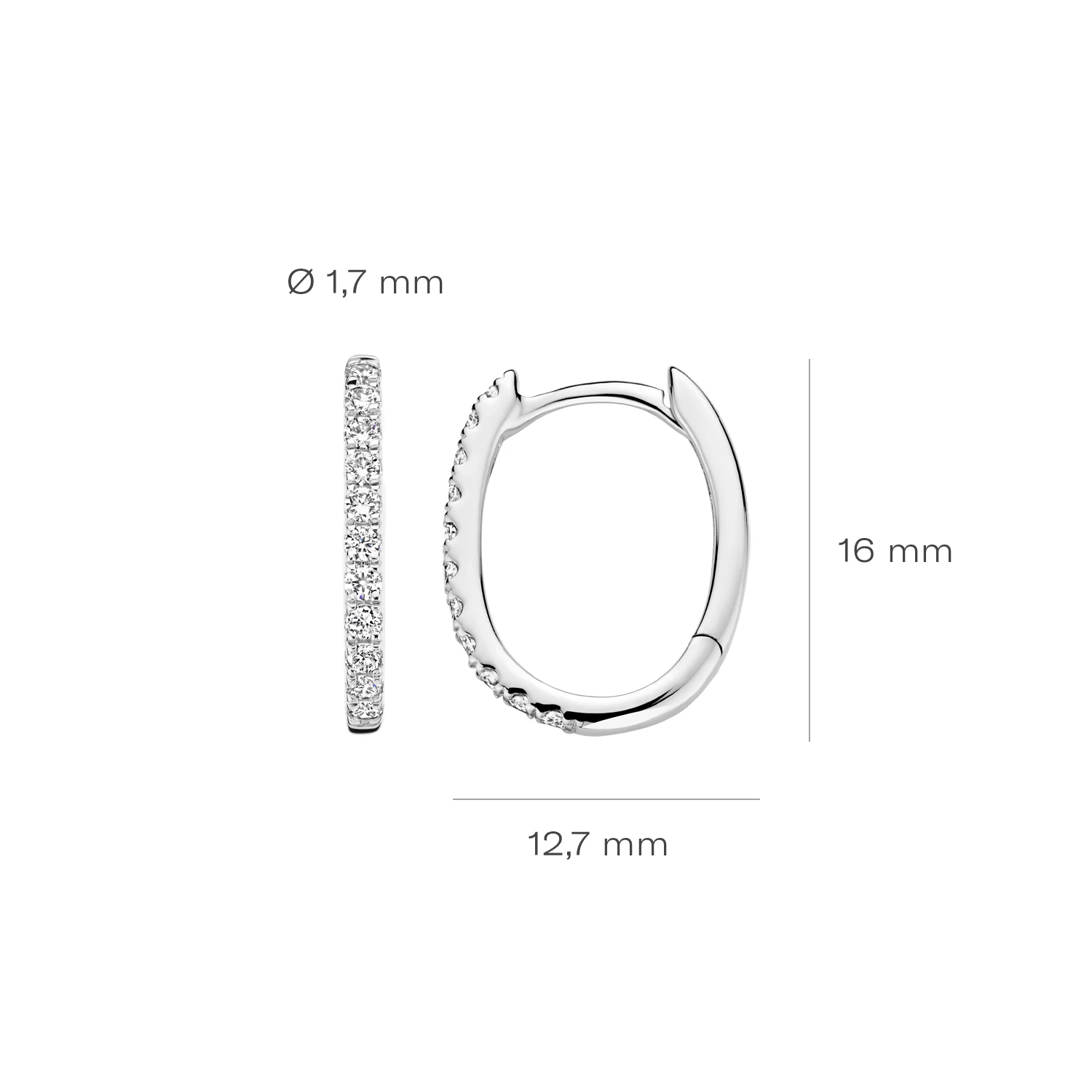Oorringen Witgoud 14k met lab grown diamant