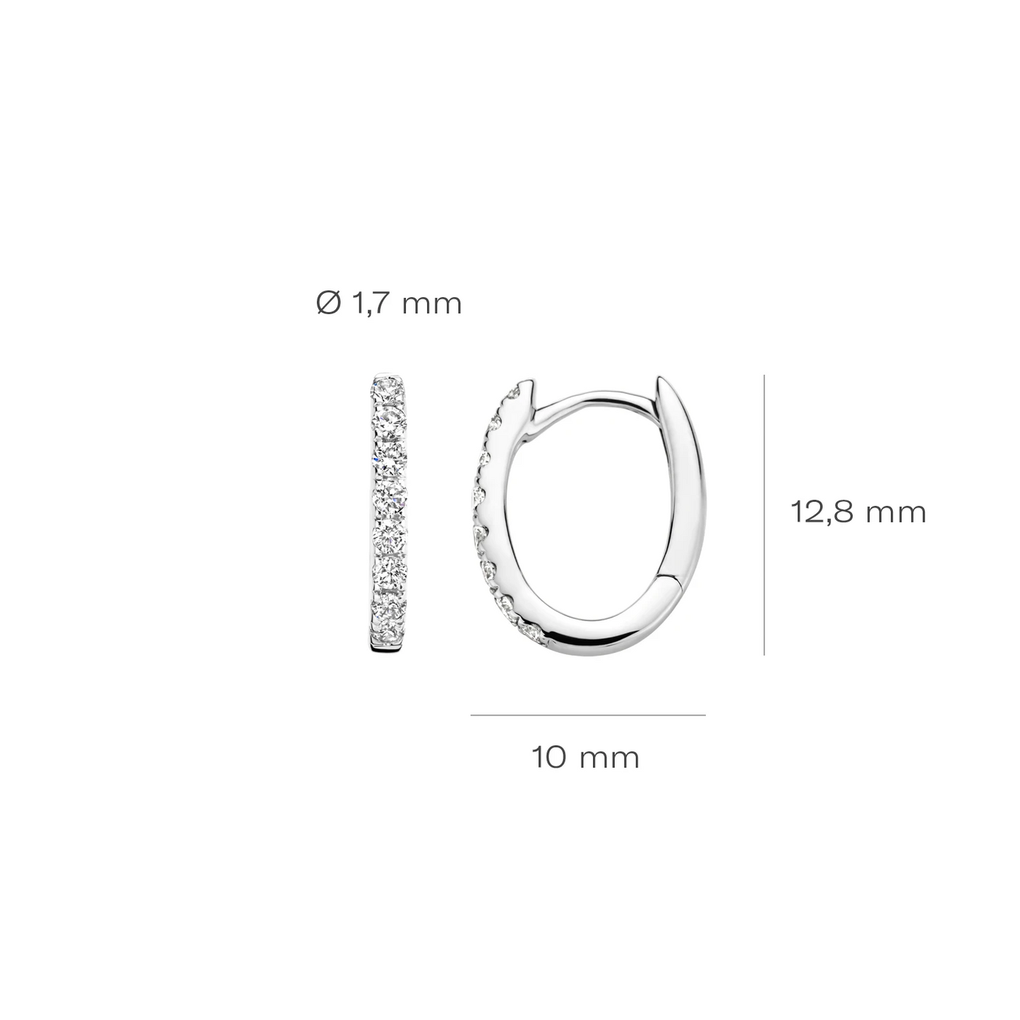 Oorringen Witgoud 14k met lab grown diamant