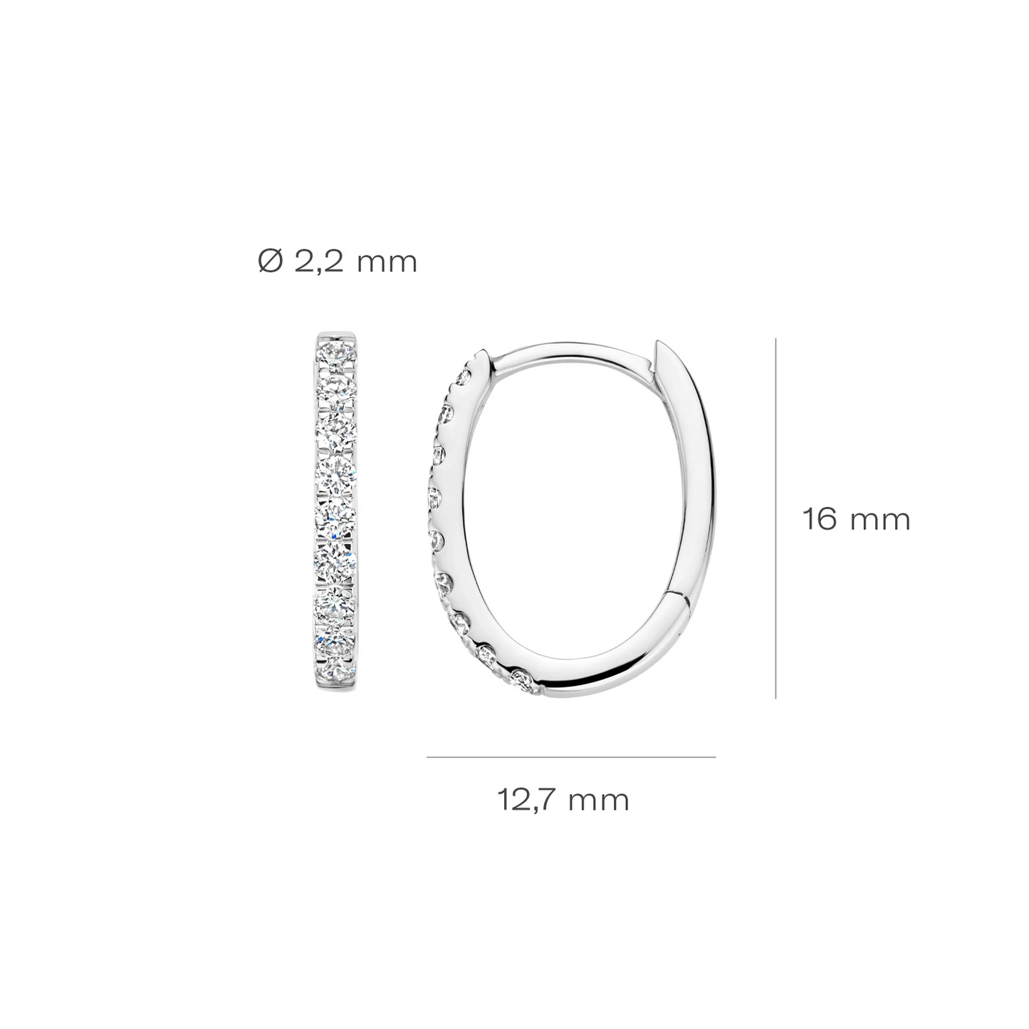 Oorringen Witgoud 14k met lab grown diamant