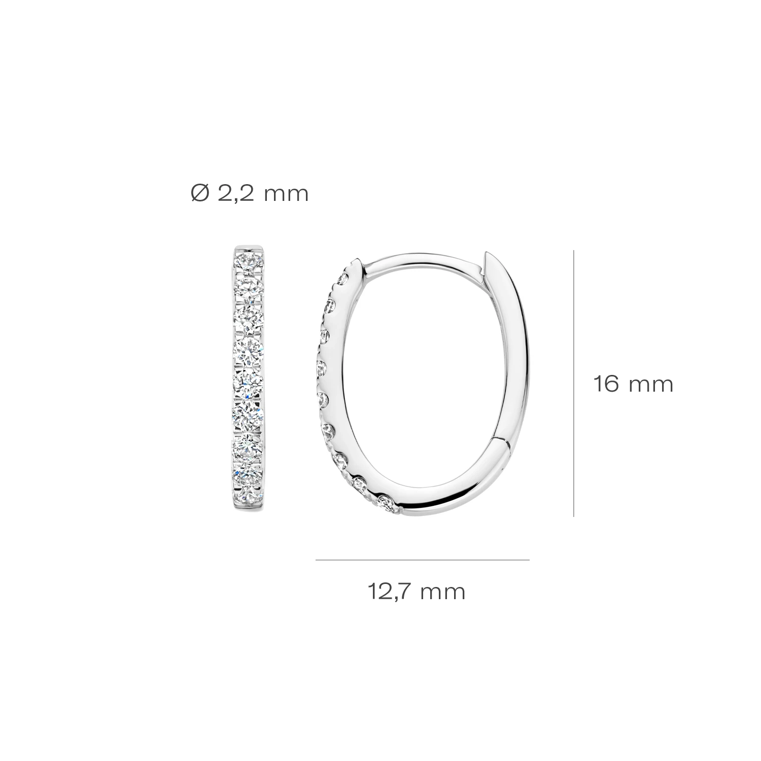 Oorringen Witgoud 14k met lab grown diamant