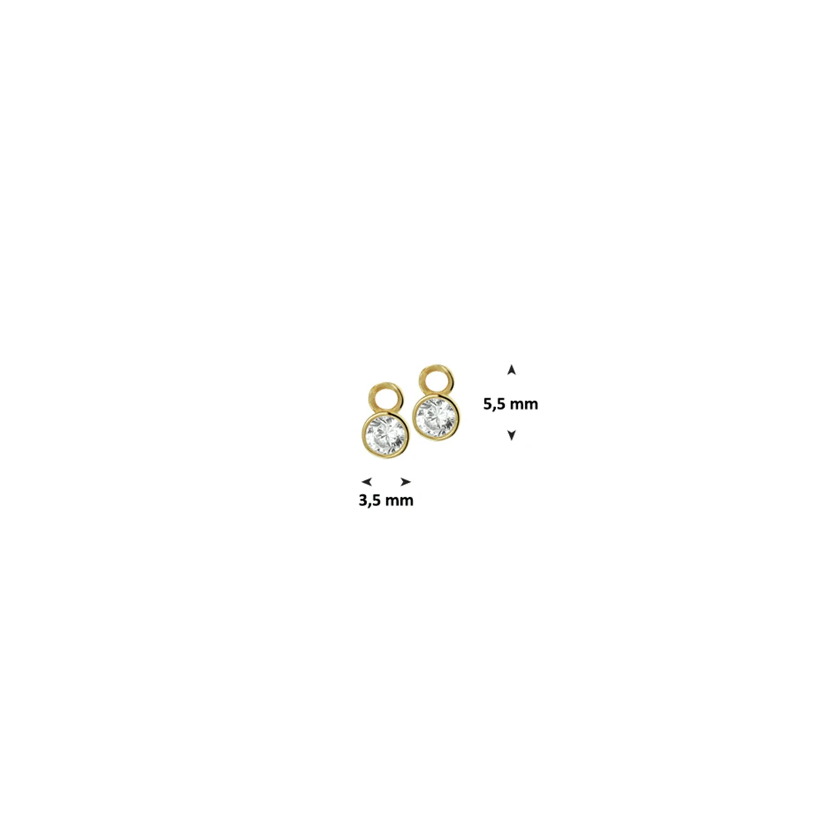 oorringhanger zirkonia 14K geelgoud