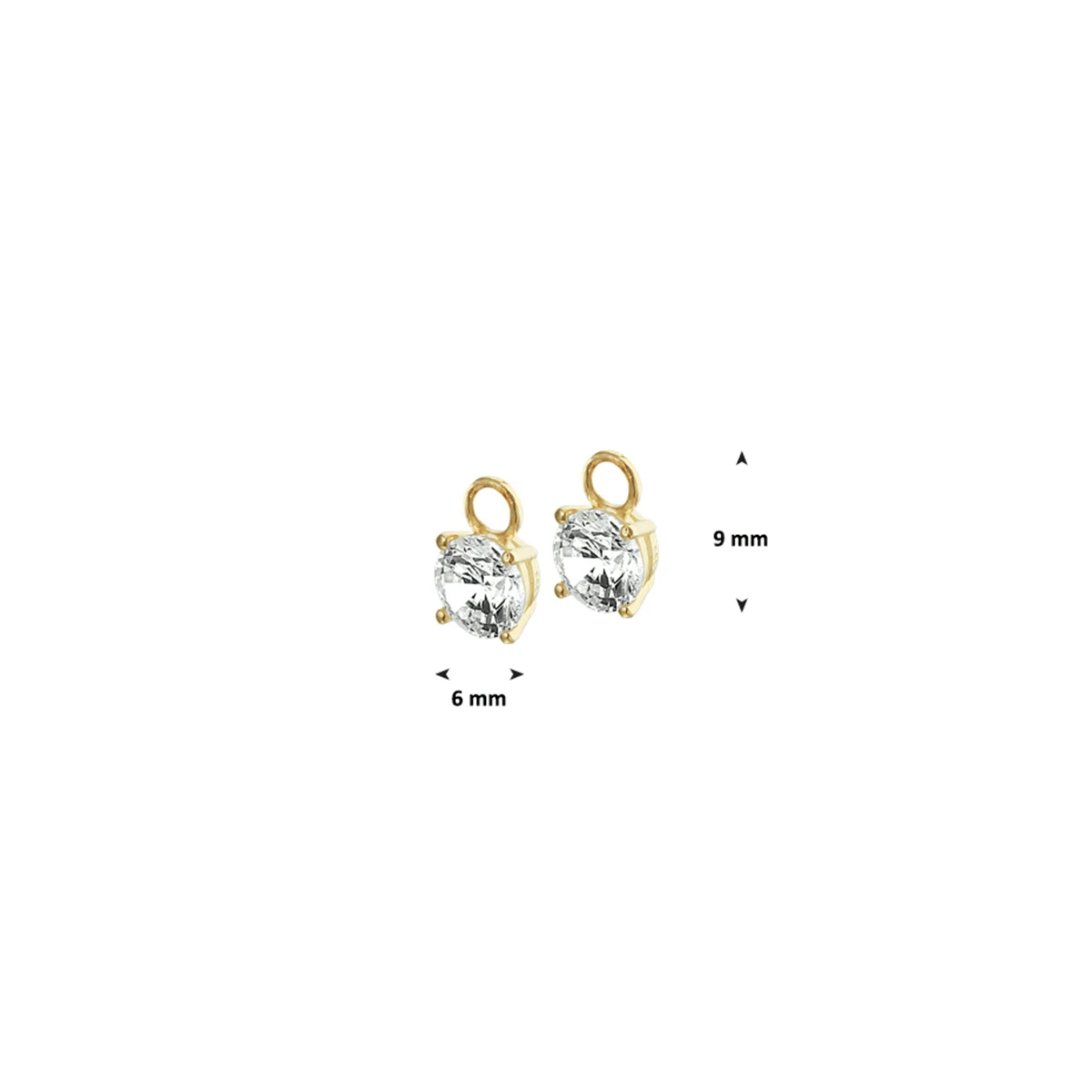 oorringhanger zirkonia 14K geelgoud