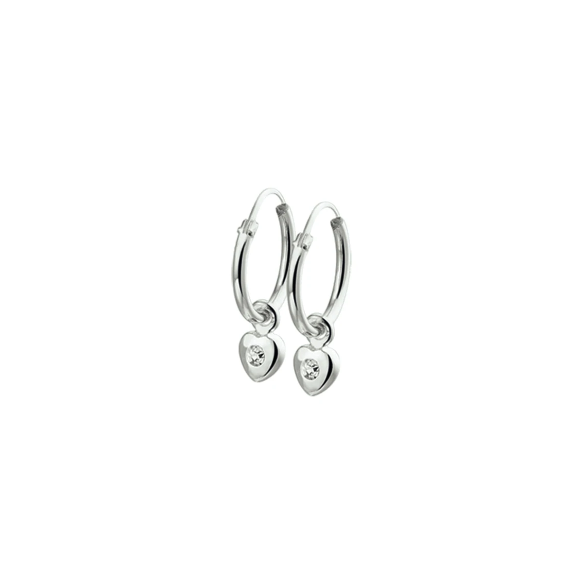 oorringhangers hart strass zilver gerhodineerd