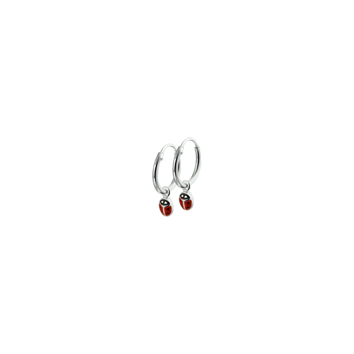 oorringhangers lieveheersbeestje emaille zilver gerhodineerd