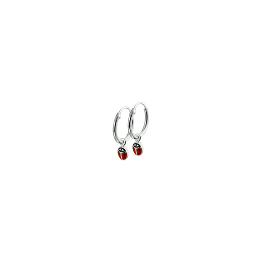 oorringhangers lieveheersbeestje emaille zilver gerhodineerd