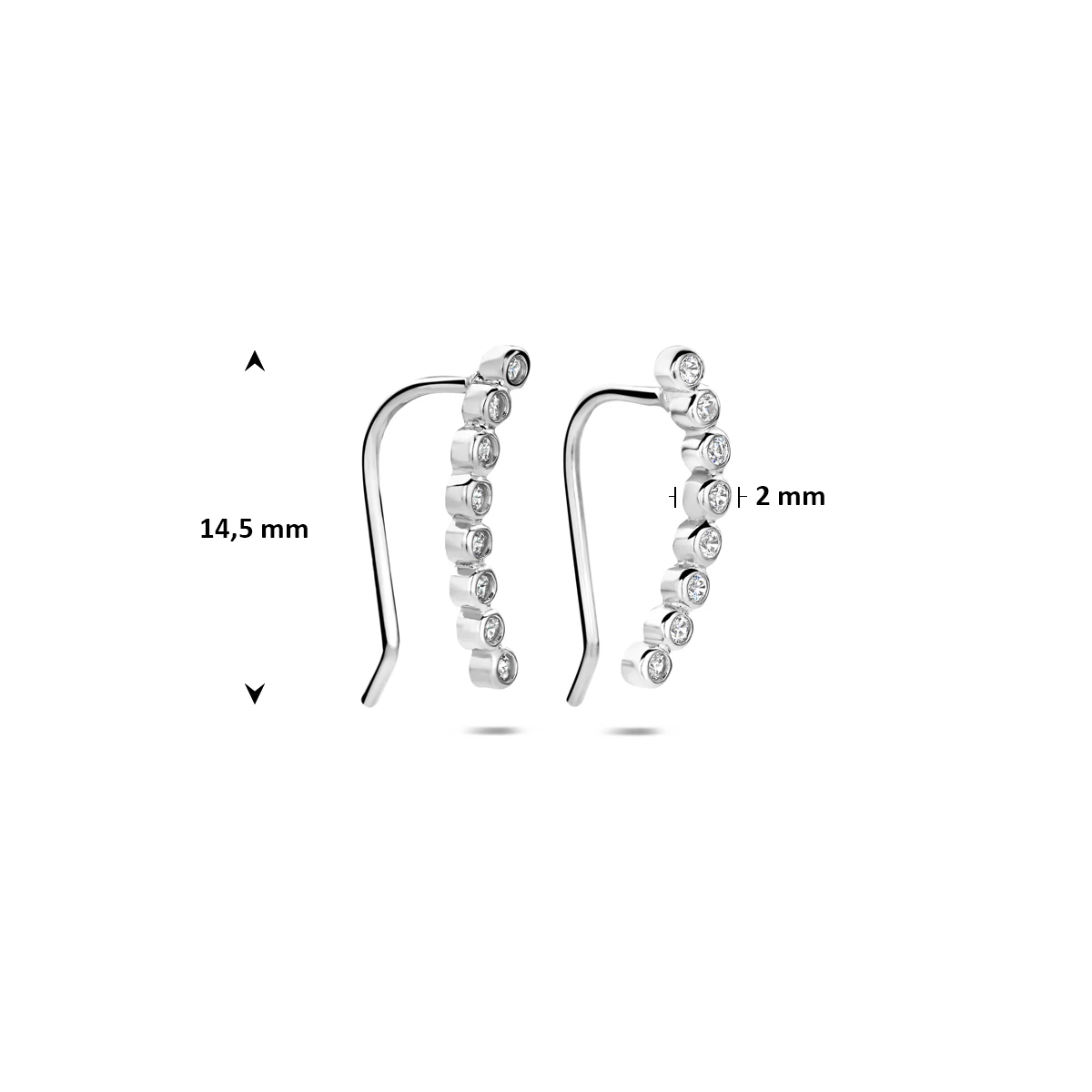 oorschuiven zirkonia zilver gerhodineerd