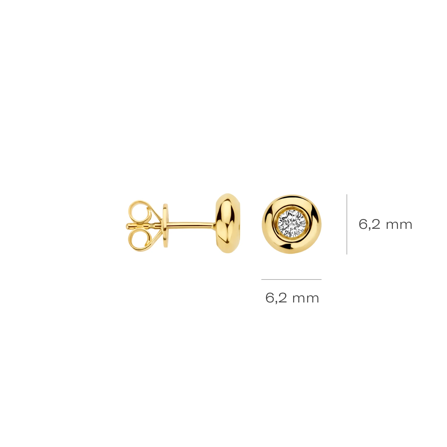 Oorstekers Geelgoud 14k met lab grown diamant