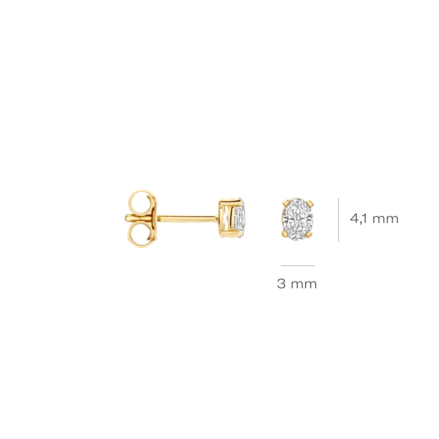Oorstekers Geelgoud (14k) met Lab grown Diamant