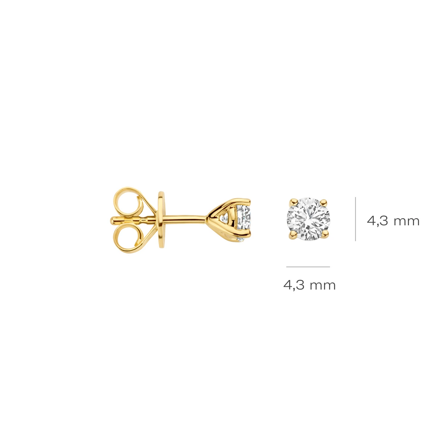 Oorstekers Geelgoud 14k met lab grown diamant