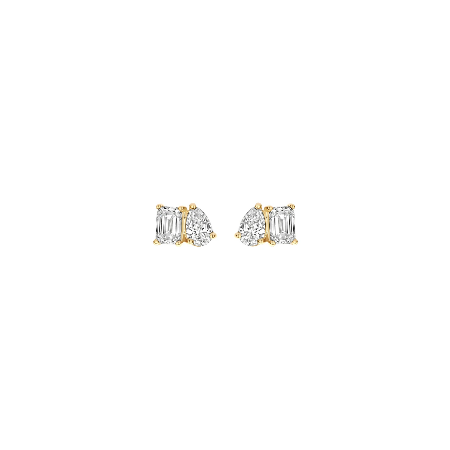 Oorstekers Geelgoud (14k) met Lab grown Diamant
