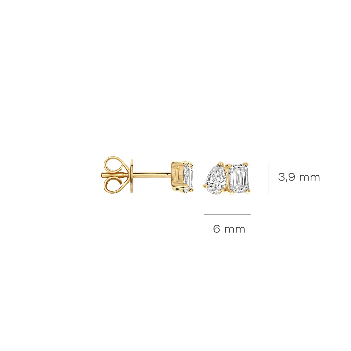 Oorstekers Geelgoud (14k) met Lab grown Diamant