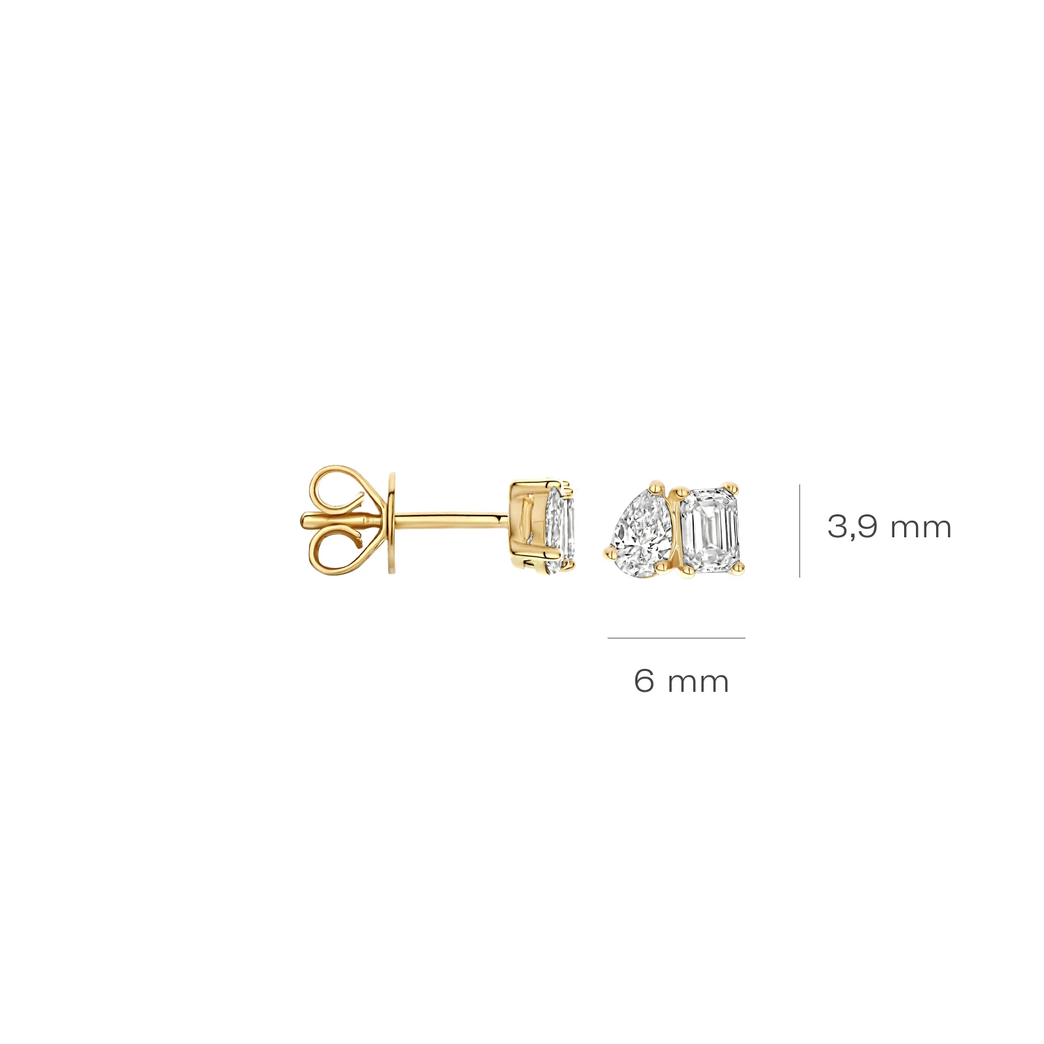 Oorstekers Geelgoud (14k) met Lab grown Diamant